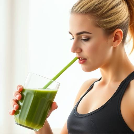 A person drinking a green smoothie after a workout