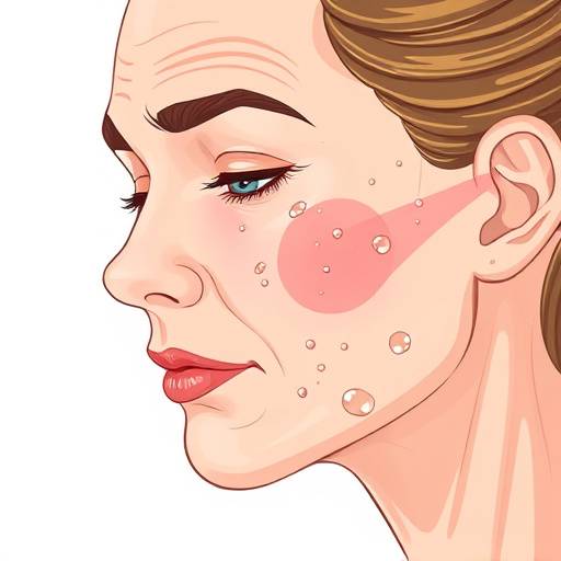 Illustration depicting the process of skin aging and anti-aging treatments