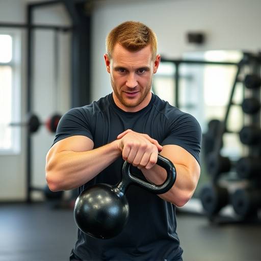James O'Connell, Certified Personal Trainer, demonstrating a kettlebell exercise.